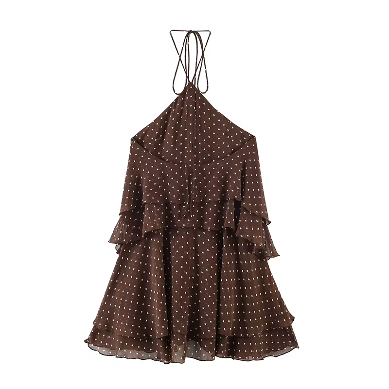 Nouvelle Robe d'Été Femme 2026 Tendance Col Cascade Élégante Jeunesse Robes de Soirée Chic à Pois Mi