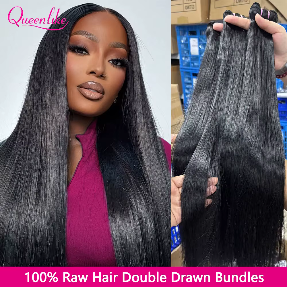 Mèches vietnamiennes lisses à Double tirage 15A, 24 pouces, 100% vrais cheveux humains, lots de 1/3