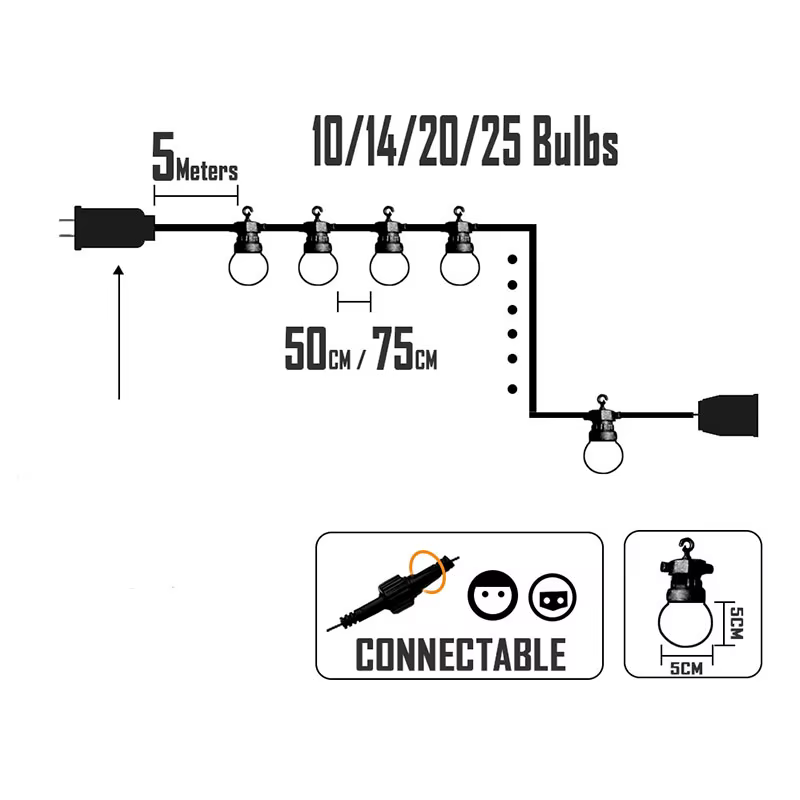 Ampoules de camping en plein air 23M G50, guirlande étanche, guirlande lumineuse LED, décoration de 