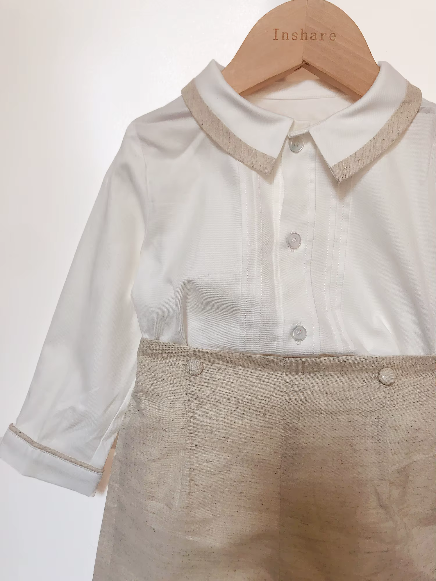Ensemble de vêtements de boutique pour enfants, coton, lin, ingent, manches longues, tenue trempée, 