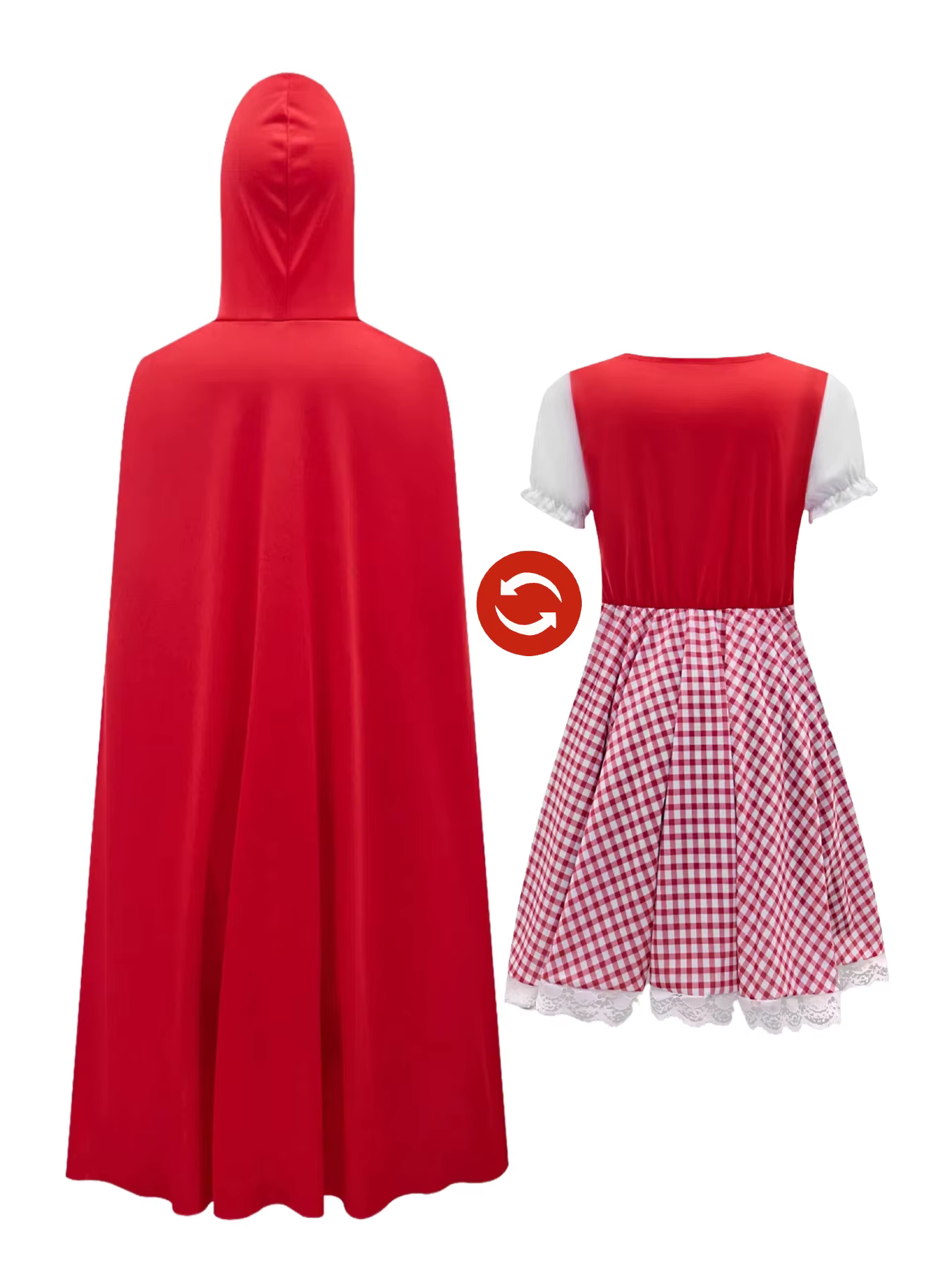 Costume de Caperon Rouge pour enfants, tenue de cosplay d'Halloween pour filles, cape à capuche roug