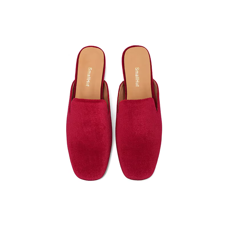 SmallHut Nouvelle Tendance 2026 Mules d'été pour femmes en tissu floqué, mode, noires et rouges, à t
