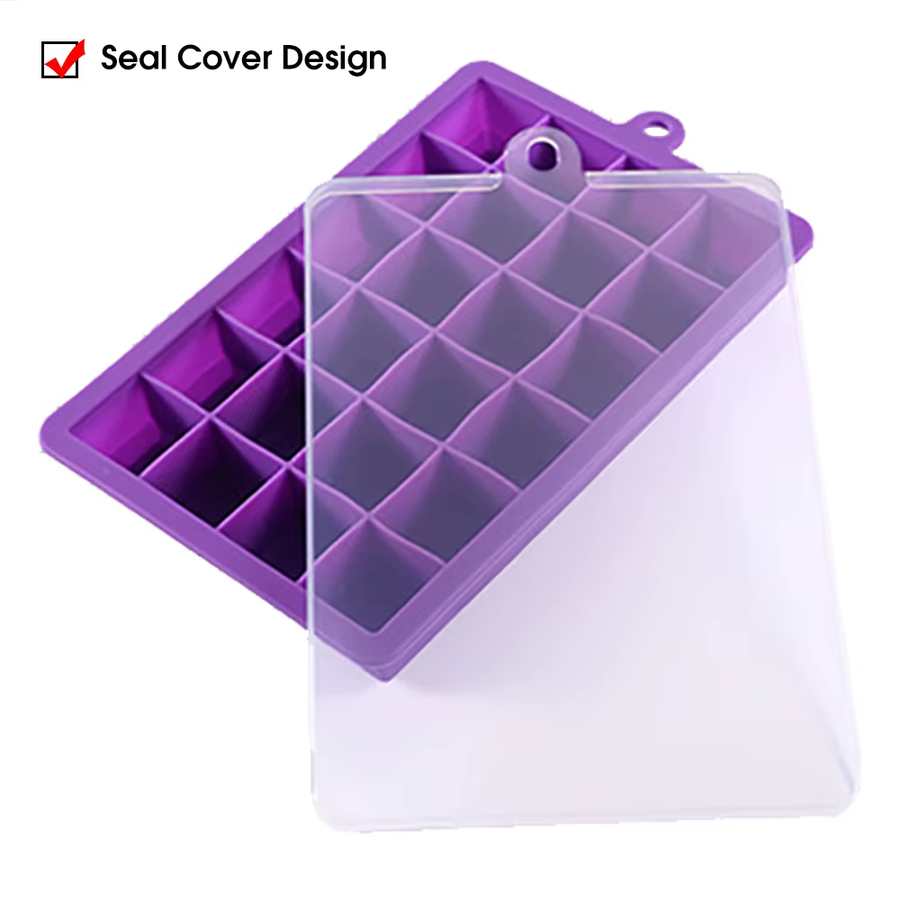 Avec couvercle/sans couvercle, plateau à glace en Silicone à 24 trous, boîte carrée, purée alimentai