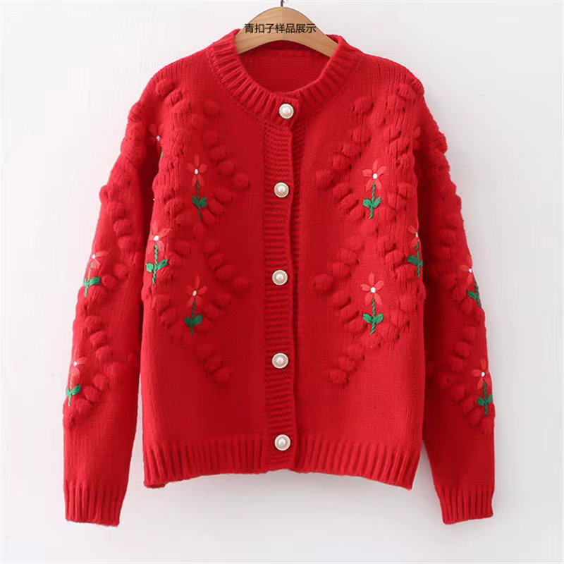 Pull Brodé Épais et Chaud en Tricot pour Femme, Cardigan en Y, Nouveau Design, Printemps-Automne
