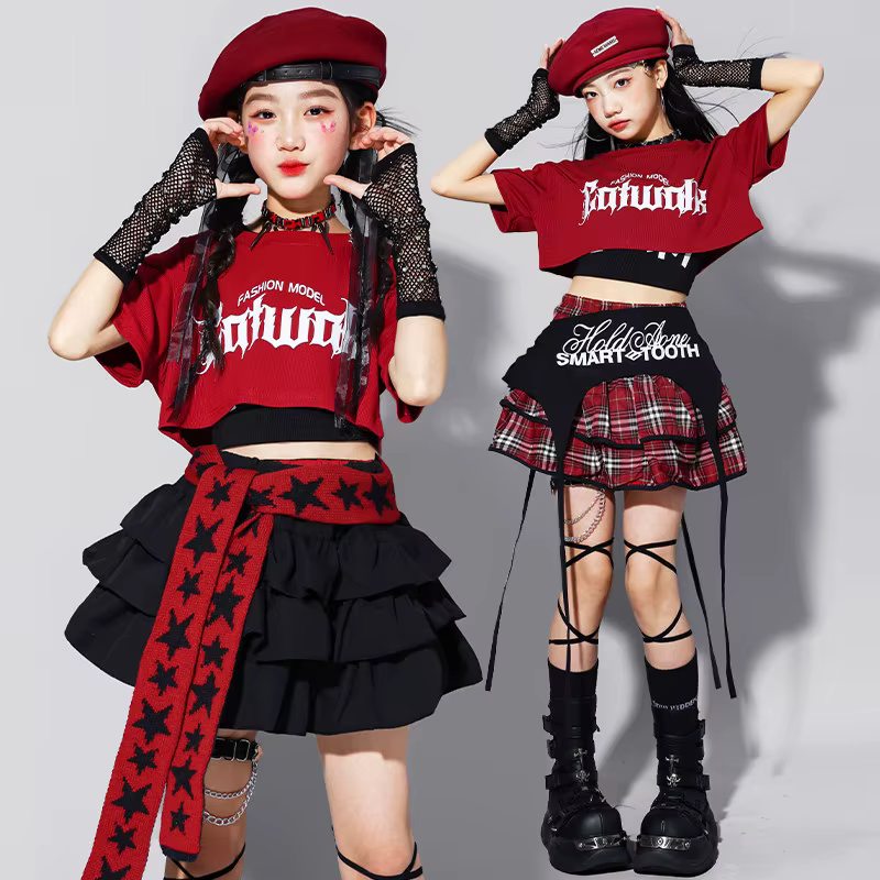 Ensemble de vêtements d'été pour filles, style K-pop, crop top, jupes à volants, costume de danse de