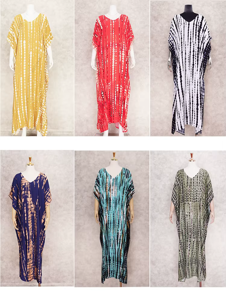 2025 bohème imprimé col en v manches chauve-souris côté fendu robe ample pour les femmes vêtements g