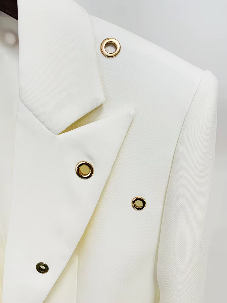 HIGH Calls ALITY2025-Ensemble de Blazer et Pantalon Slim Fit pour Femme, Bouton Unique, Oeillet, Rev