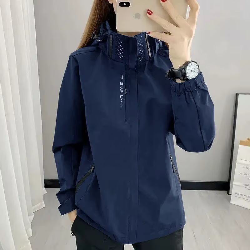 Veste d'extérieur pour femmes, coupe-vent imperméable à capuche, fermeture éclair, randonnée, escala