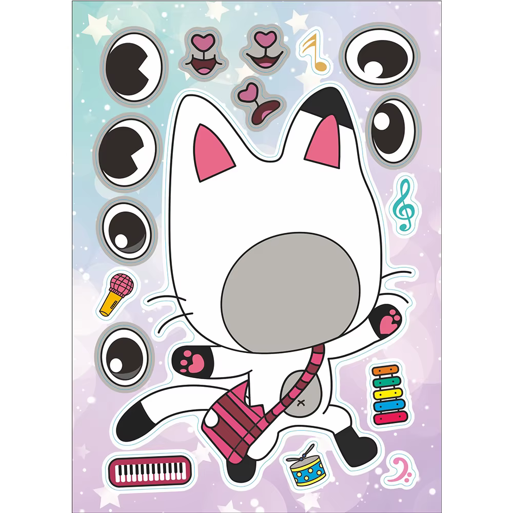 6/12 feuilles Gabby's Dollhouse faire un visage Puzzle autocollants enfants rendre votre propre jeu
