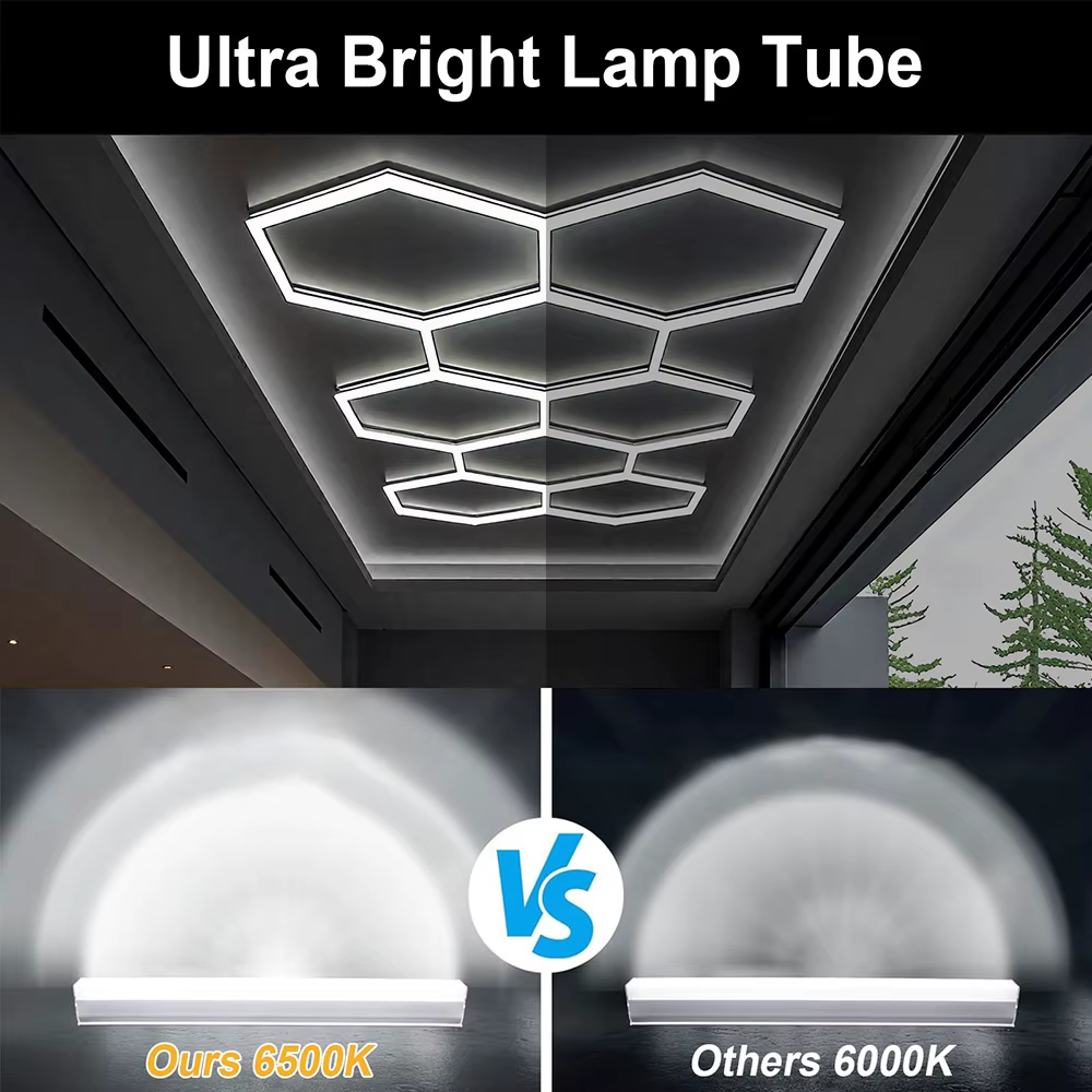 VASTFIRE 1/3/5/8/14 trous nid d'abeille hexagonal LED plafonnier de garage 6500K lumière froide pour