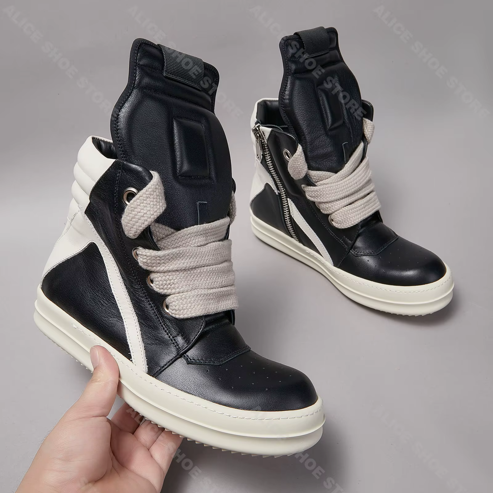 Marque classique décontracté hommes chaussure haut femmes Sneaker Jumbo lacets bottine Geobasket Pun
