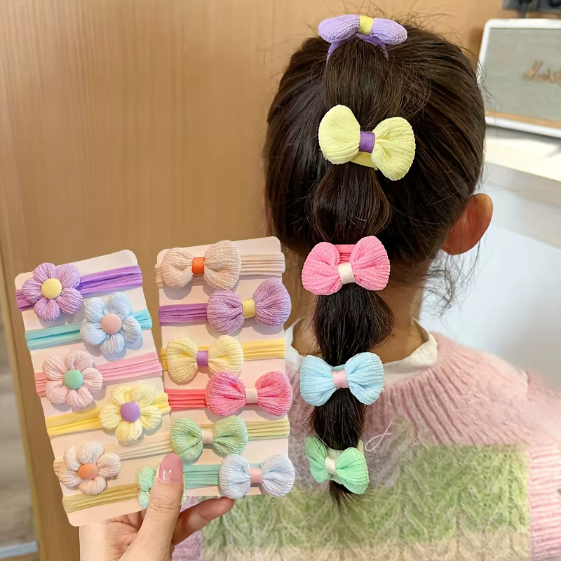 12 pièces nouveau coupe cheveux cravates princesse douce fleur arc filles femmes élastiques bandes d