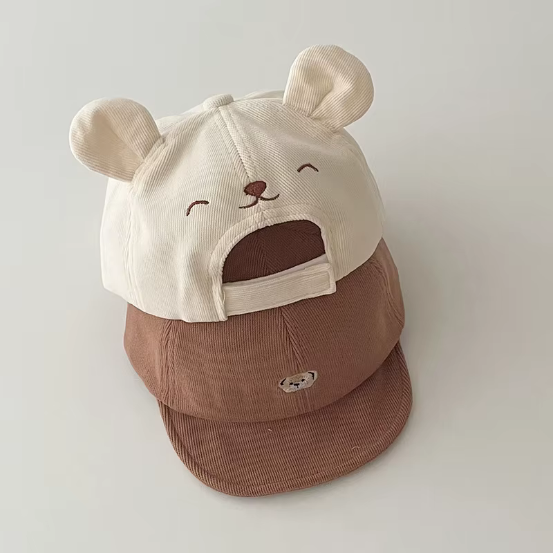 Dessin animé ours oreille bébé canard langue casquette solide coton enfants doux bord casquette de b