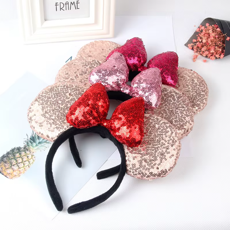 Minnie Mouse oreilles bandeau grande taille paillettes arc femmes fête fille bandeau Festival chaud 