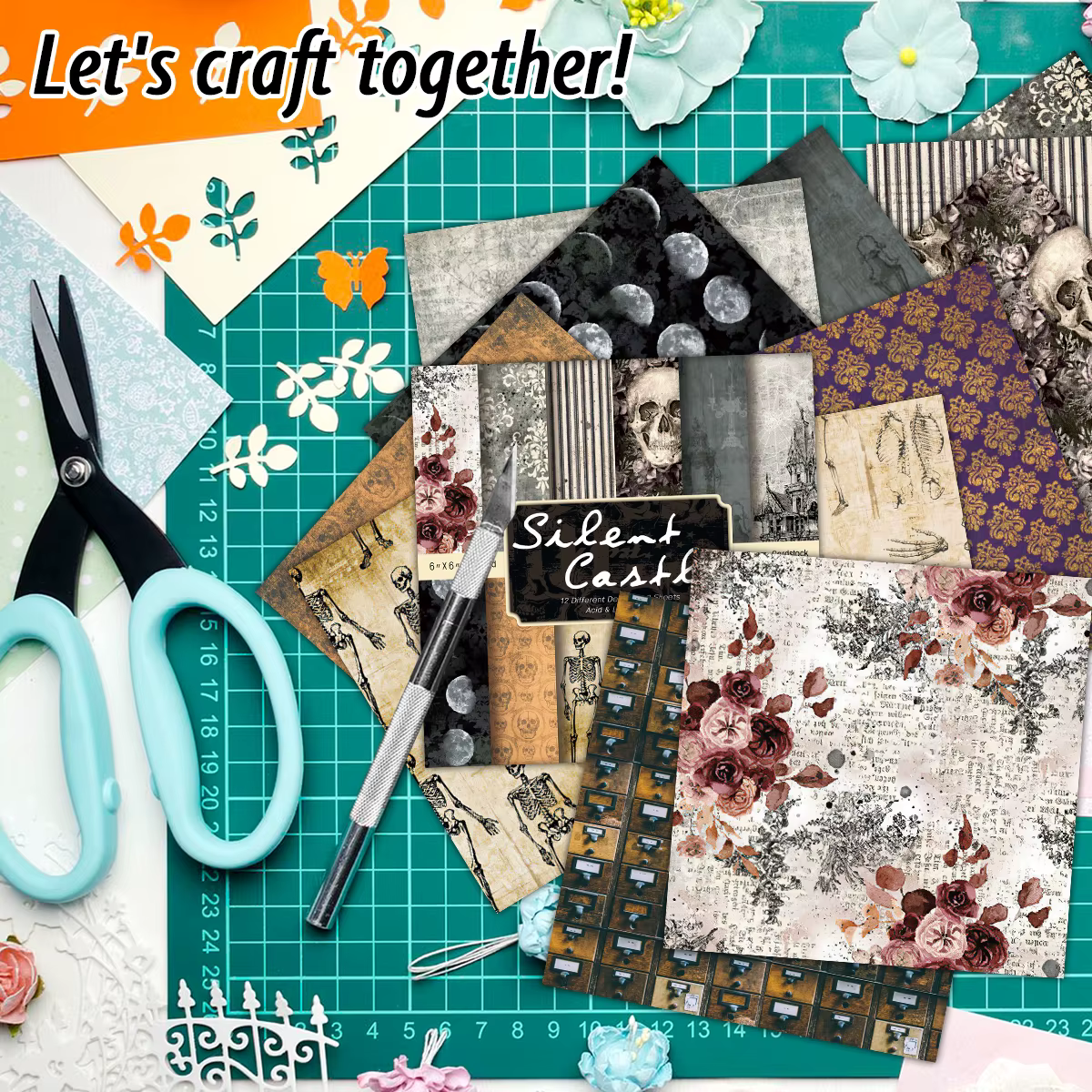 Ensemble de papier Scrapbooking Vintage, 24 pièces, matériel de bricolage, papier décoratif d'hallow
