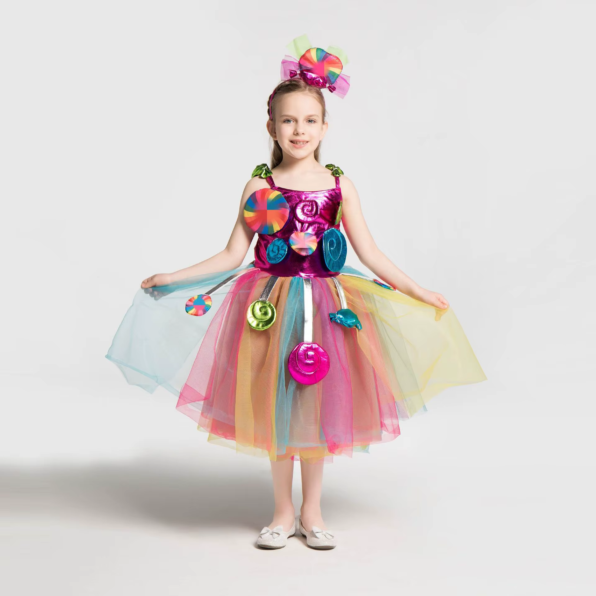 Filles arc-en-ciel sucette Costume princesse robe pourim Festival bonbons robe fantaisie carnaval an