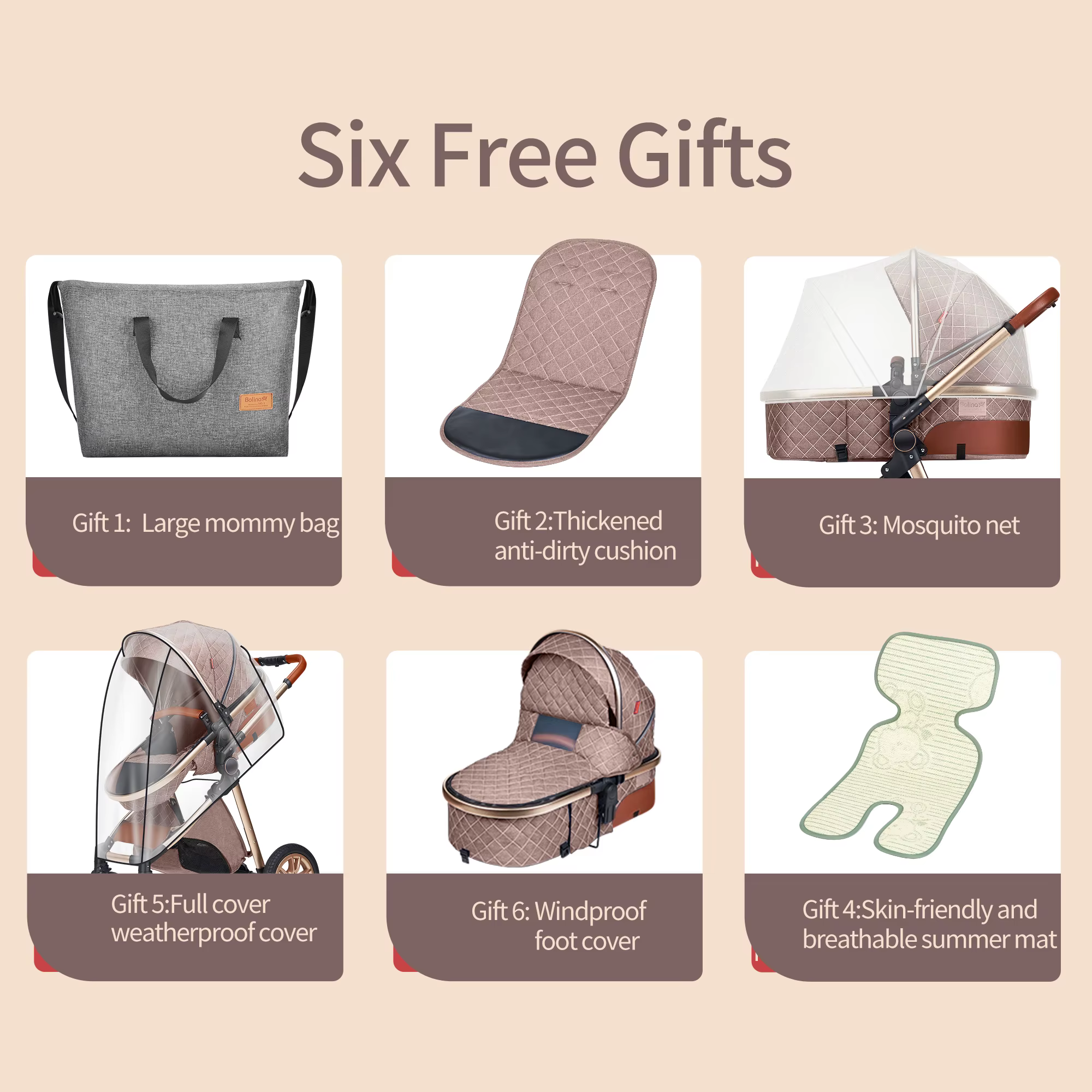 Landau de luxe 3 en 1, poussette pour bébé de paysage haut avec siège réversible, poussette pliante