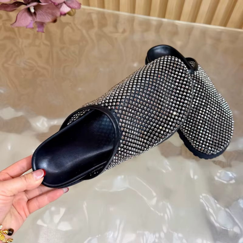 Pantoufles plates pour femmes, bout rond, cuir véritable de haute qualité, style neutre, mode décont