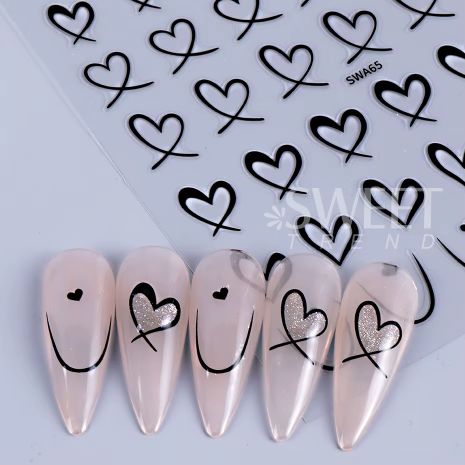 Autocollants 3D du Jour de Léon pour Nail Art, Décalcomanies Adhésives pour Ongles, Lignes Noires, B