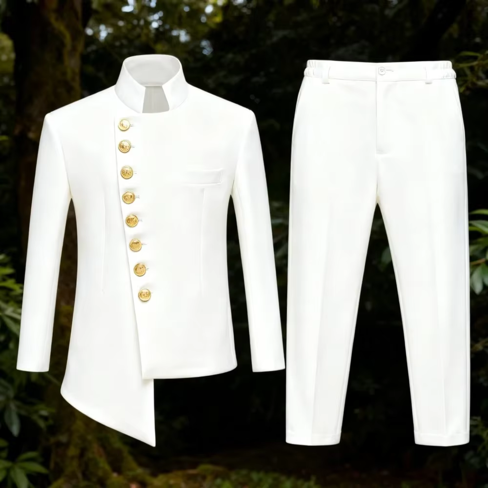 Ensemble de costume formel blanc luxueux pour enfants, nouvelle collection hiver, 2 pièces, blazer e