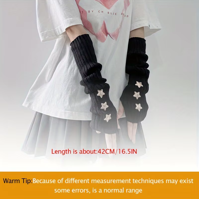 1 paire de gants sans doigts pour femmes, avec décoration d'étoiles, blanc/noir/rose, lavables en ma