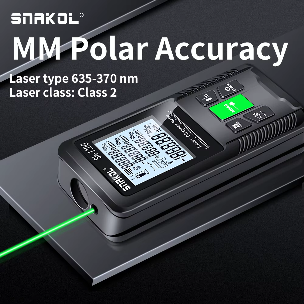 Snakol ruban à mesurer Laser 120M télémètre Laser vert haute précision Roulette fonctions de mesure 