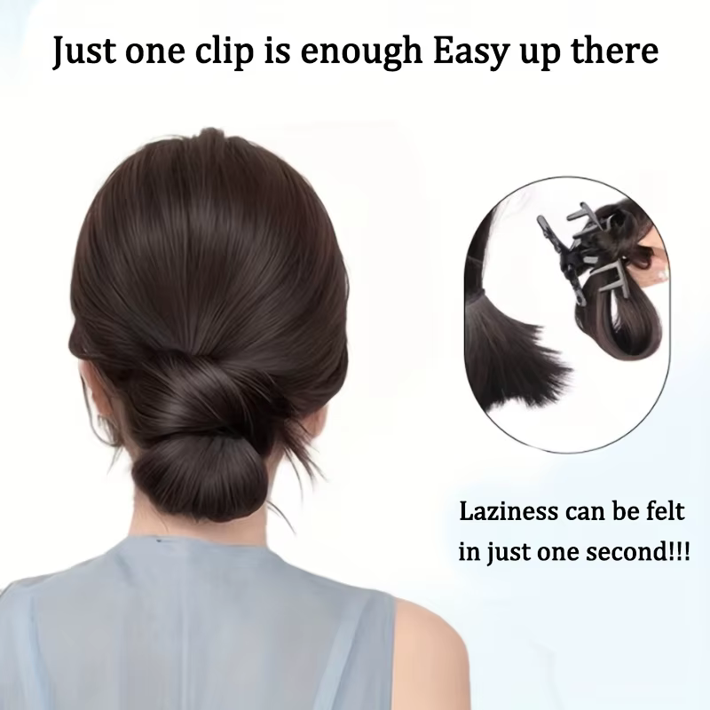 Perruque synthétique à tête sphérique basse de 4 pouces, une perruque chignon à clipser qui se conne