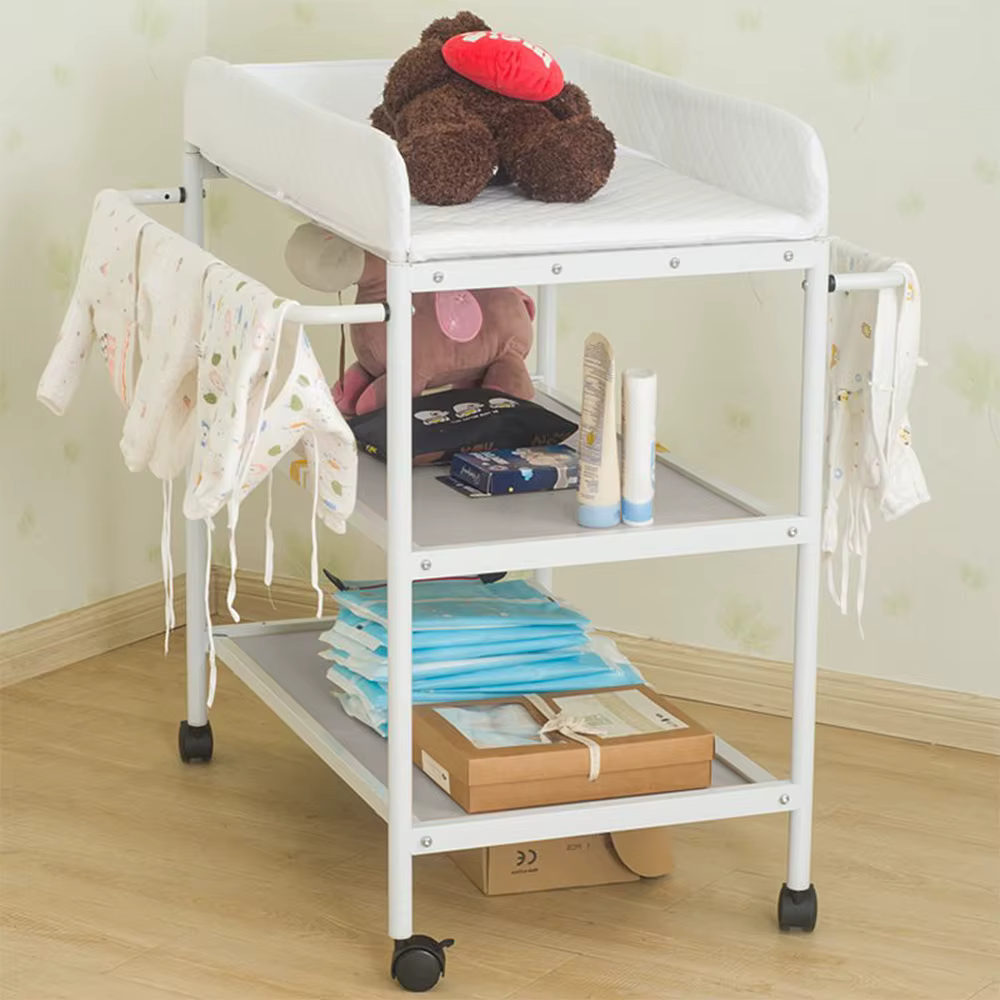 Étagère à Langer Largeur: 48 cm Table à Langer 4 Roulettes de Blocage Commode à Langer pour Bébé ave