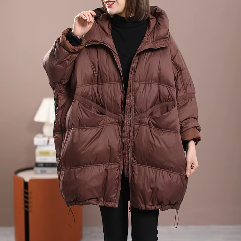 2025 nouveau hiver femmes duvet de canard blanc veste ample à capuche femmes épais chaud manteau déc