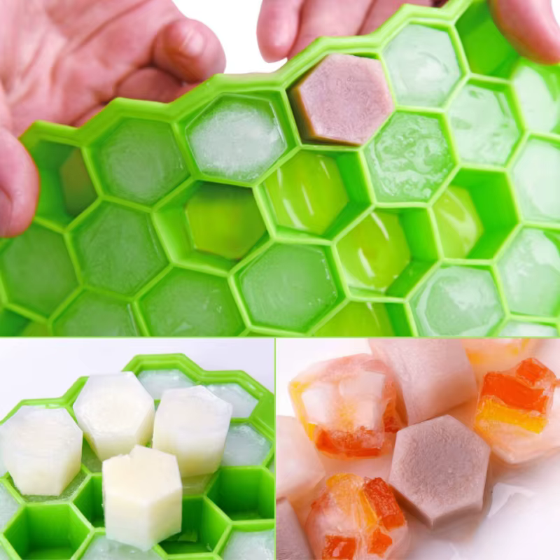 Bac à glace mobile 37 en nid d'abeille en silicone, avec couvercle amovible, moule à glaçons en sili