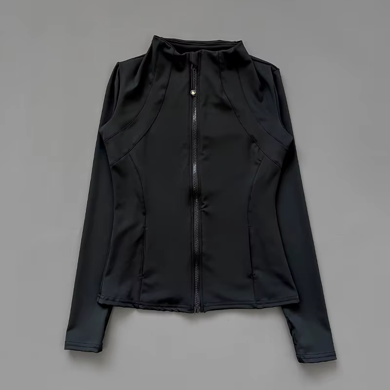 Veste de Fitness à col montant pour femmes, séchage rapide, coupe ajustée, fermeture éclair, vêtemen