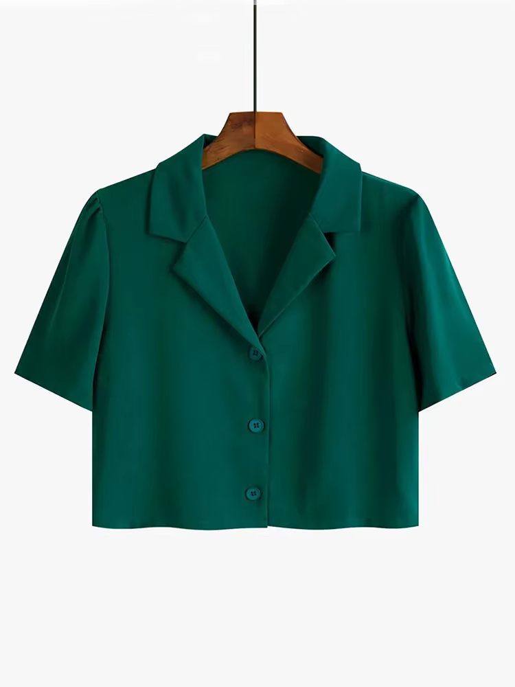 JMPRS-Chemises à col cranté pour femmes, chemises minces boutonnées à manches courtes, mode décontra