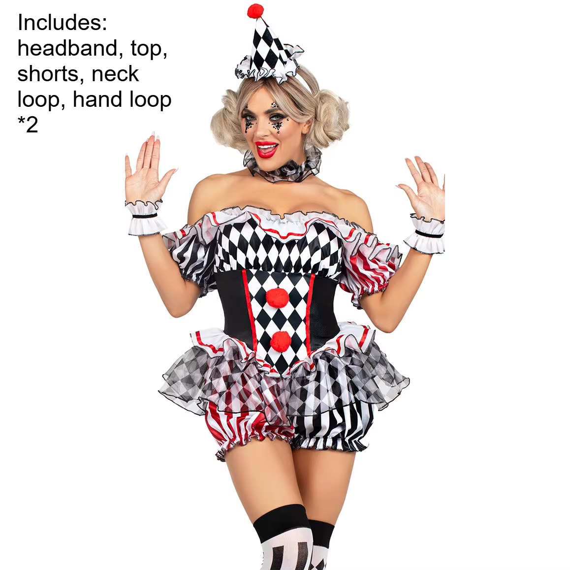 Body de Clown Sexy à épaules dénudées, combinaison rayée, Costume de Cosplay d'halloween, Costume de