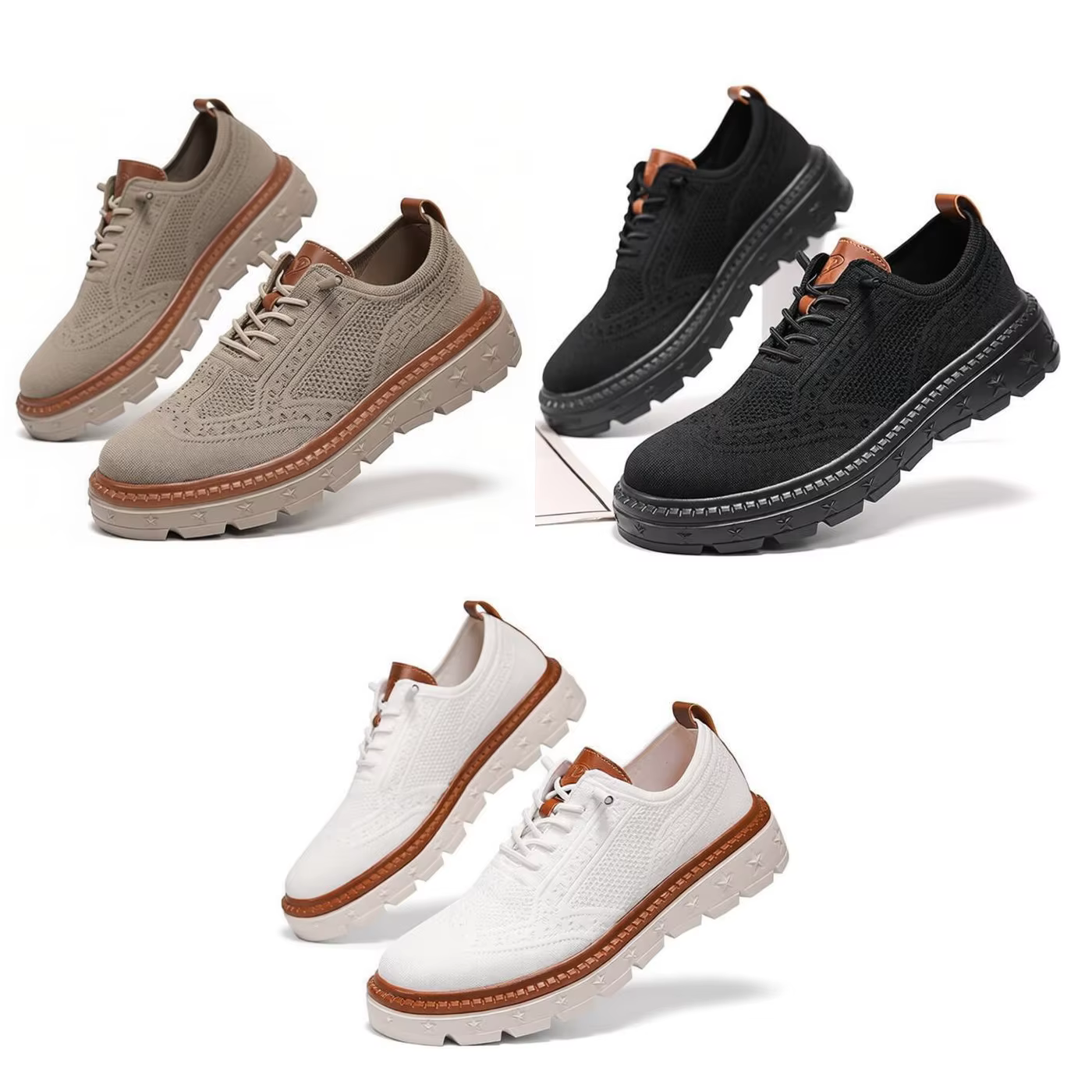 Baskets en maille pour hommes, grandes tailles 50 51 52 53 54, modèles brogue avec semelles épaisses