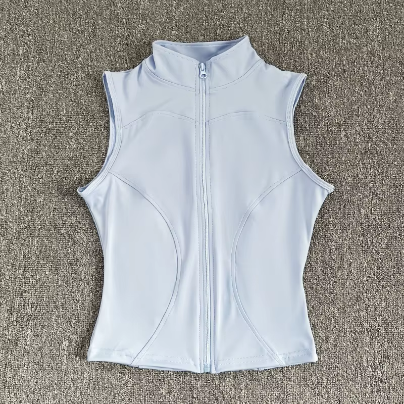 Haut de Sport sans manches pour femmes, coupe cintrée, séchage rapide, col montant élastique, vêteme