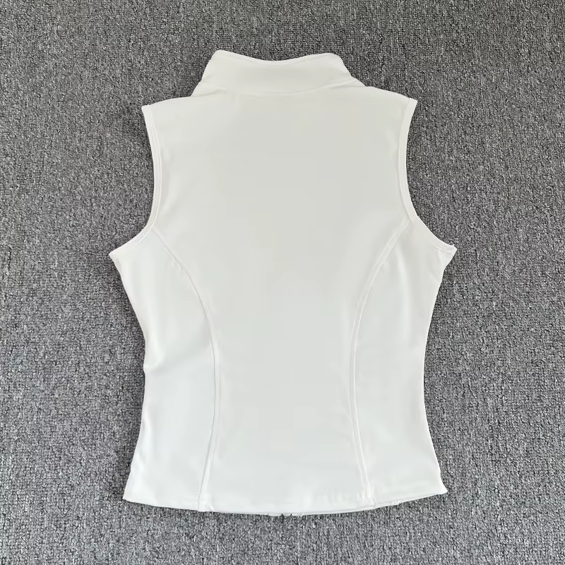 Haut de Sport sans manches pour femmes, coupe cintrée, séchage rapide, col montant élastique, vêteme