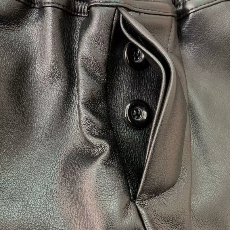 Shorts en cuir PU pour femmes HKSH 2026, style sombre RO, fente latérale, bloc de couleur, taille él