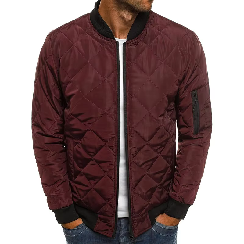 Veste d'hiver légère pressée en maille pour homme, col de Baseball, Vintage, vol décontracté, manche