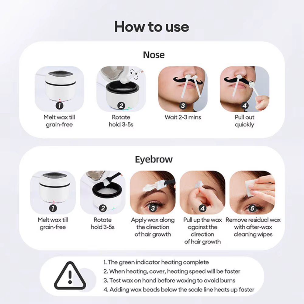 Mini Machine chauffante à cire 40g, bol en Silicone, chauffe-cire, nez, oreilles, épilation, Kit d'é