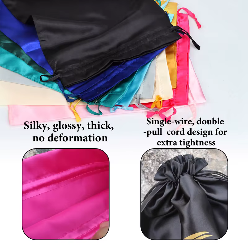 Sacs à perruque 5 pièces sacs d'extensions de cheveux avec cordon sac de perruque en Satin doux et s
