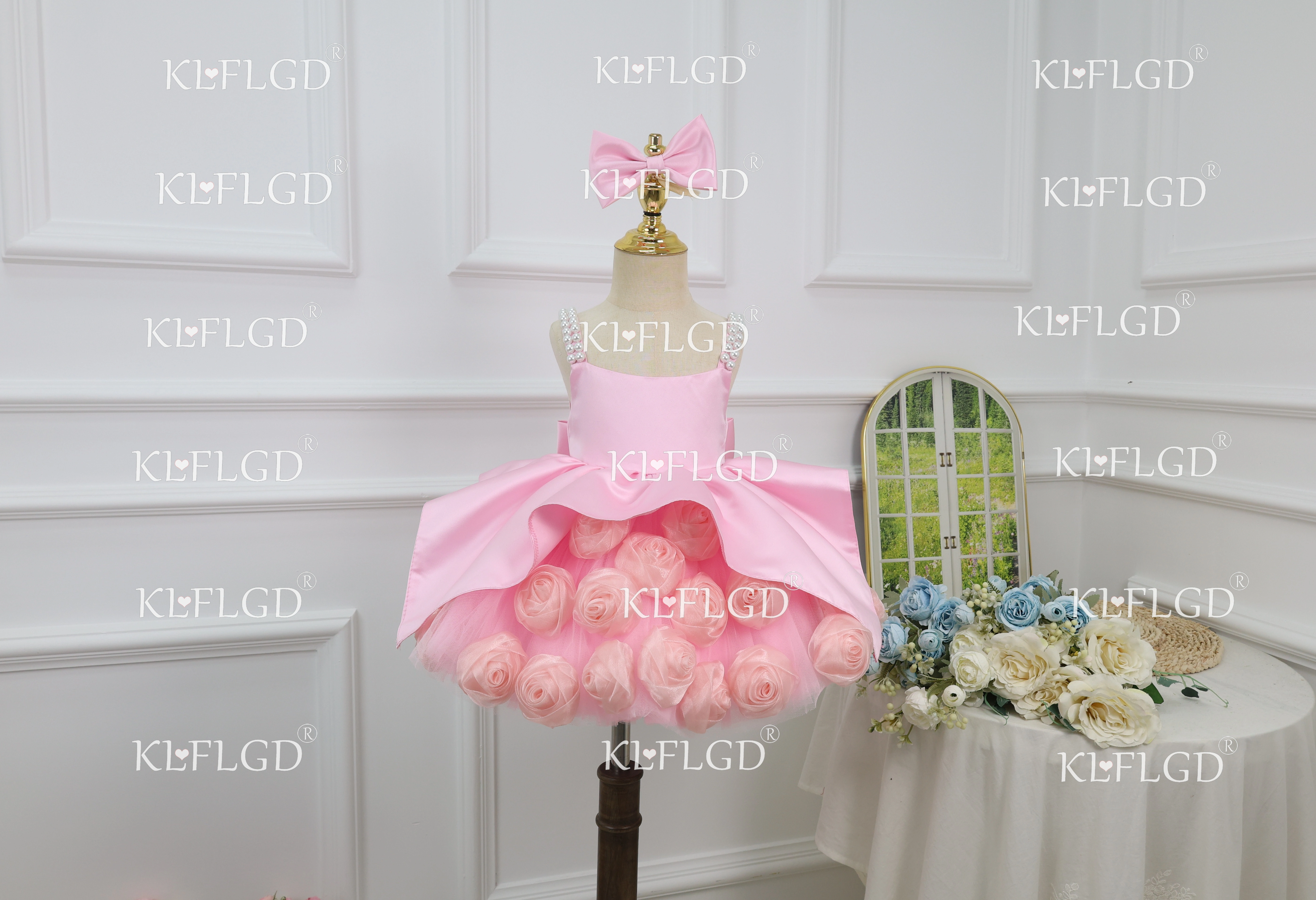 Robes de cérémonie pour petites filles, robe tutu rose, magnifique robe de soirée élégante, robe de