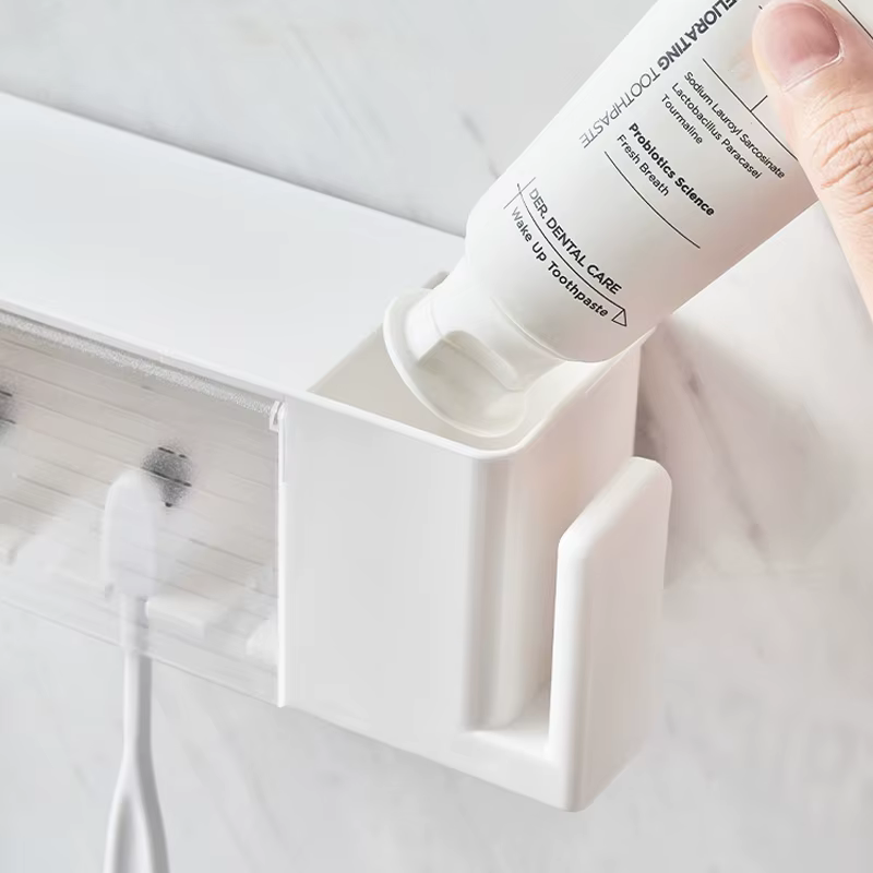 Étagères de salle de bain, support mural pour brosse à dents et dentifrice, support de rangement à v