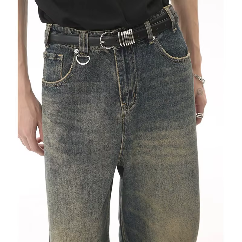 Nouveaux hommes Baggy jambe droite jambe large jean homme mode Vintage lavage pantalon Denim décontr