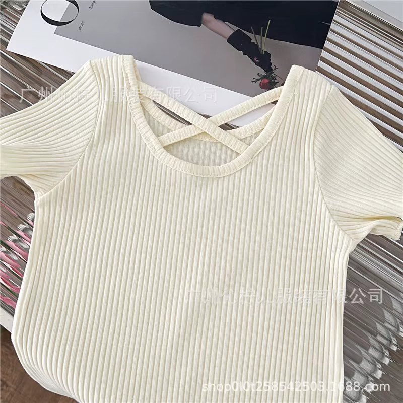 Filles T-Shirt été enfants à manches courtes mince doux hauts Simple couleur unie décontracté enfant
