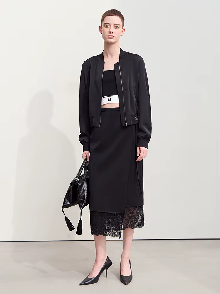 Amii minimalisme 2024 jupes pour femmes nouveau automne élégant banlieue dentelle sangle jupe une pi