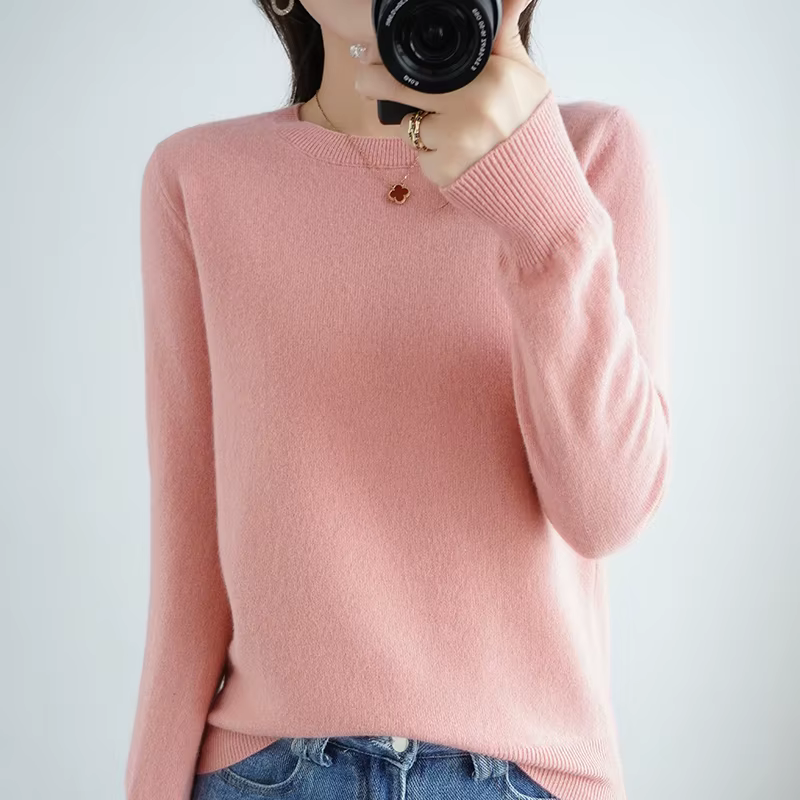 Pull fin à col rond pour femme, haut tricoté décontracté, sous-couche courte, à la mode, 18 couleurs