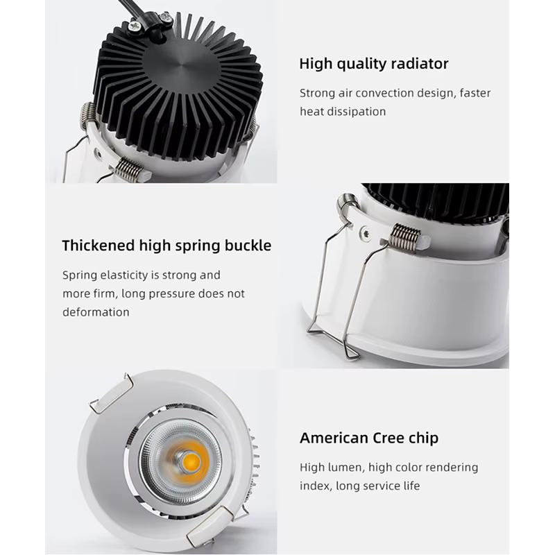 Downlight encastré Anti-éblouissement à intensité variable 7w 9w 12w 15w, projecteur Led rond de pla