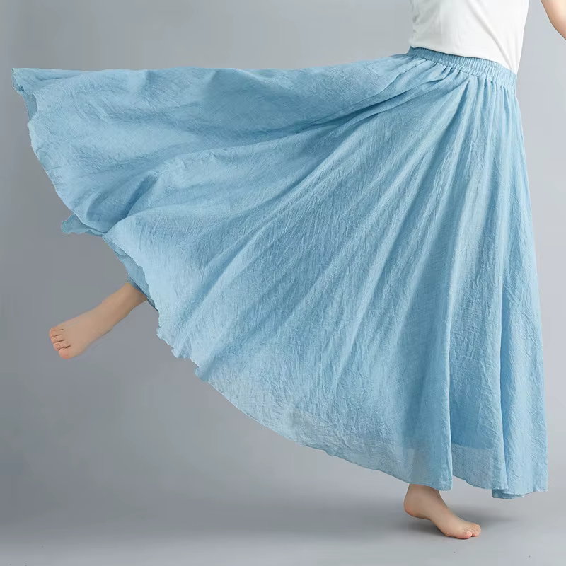 Robe littéraire en coton et lin pour fille Mori, 28 couleurs, taille élastique, jupe d'extension tra