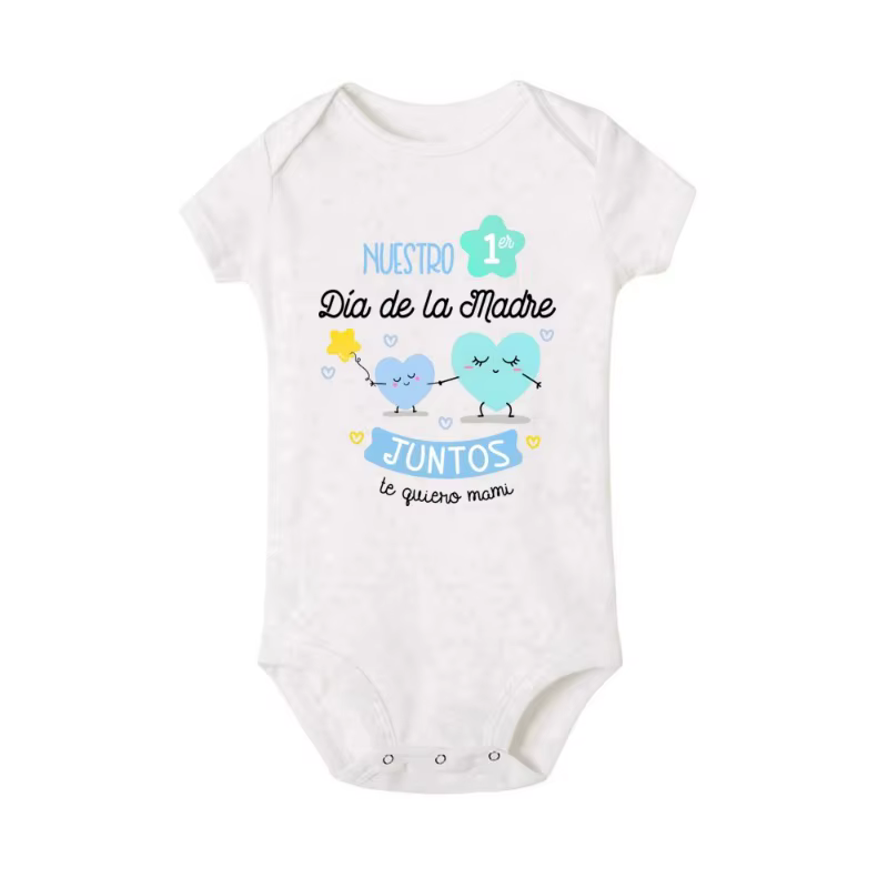Tenue assortie pour la première fête des mères : chemise à manches courtes pour maman, barboteuse po