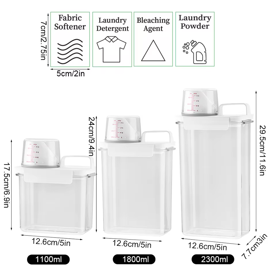 Distributeur de détergent à lessive rechargeable de 1100/1800/2300Ml, réservoir vide pour adoucisseu